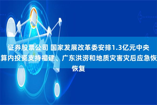 证券股票公司 国家发展改革委安排1.3亿元中央预算内投资支持福建、广东洪涝和地质灾害灾后应急恢复