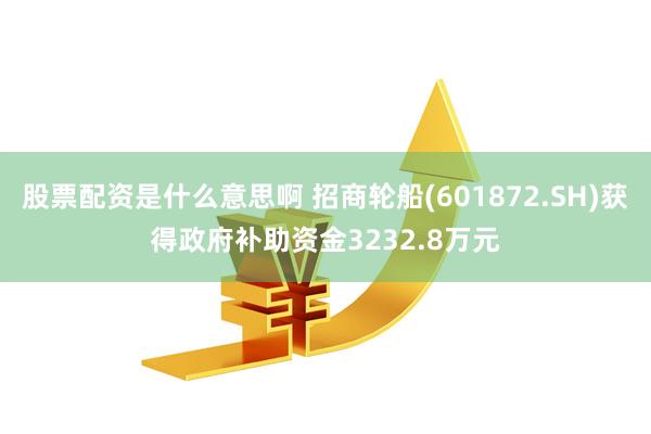 股票配资是什么意思啊 招商轮船(601872.SH)获得政府补助资金3232.8万元