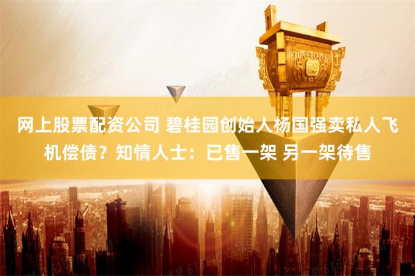 网上股票配资公司 碧桂园创始人杨国强卖私人飞机偿债？知情人士：已售一架 另一架待售