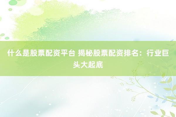 什么是股票配资平台 揭秘股票配资排名：行业巨头大起底